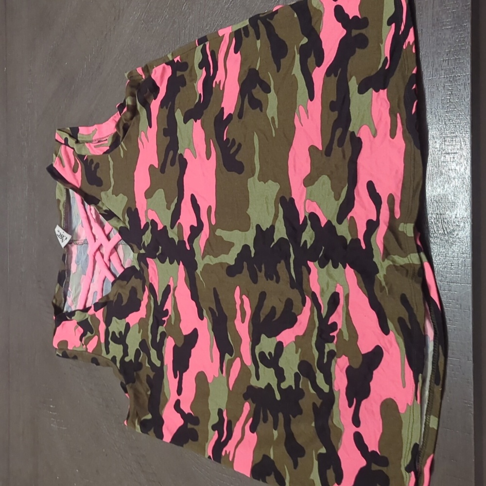 Sew In Love Pink and Green Camouflage Top